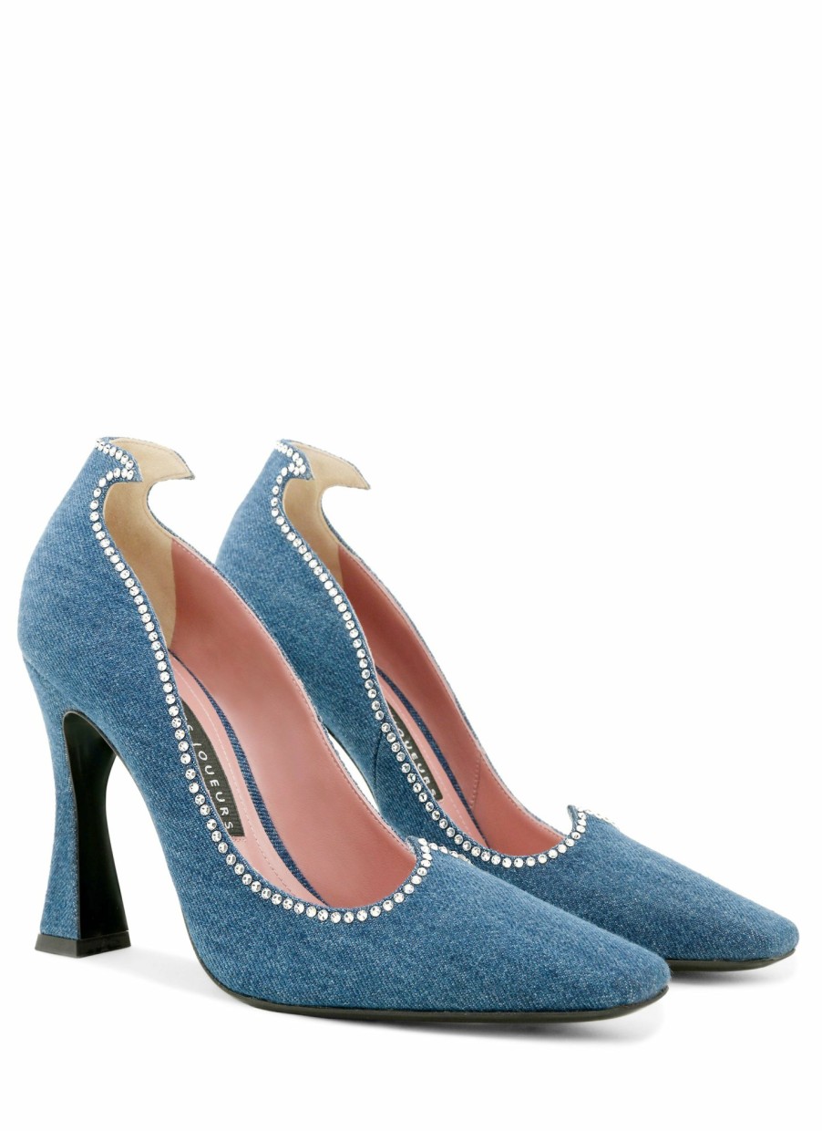 Shoes Les Petits Joueurs | Blue Denim Taya Crystal