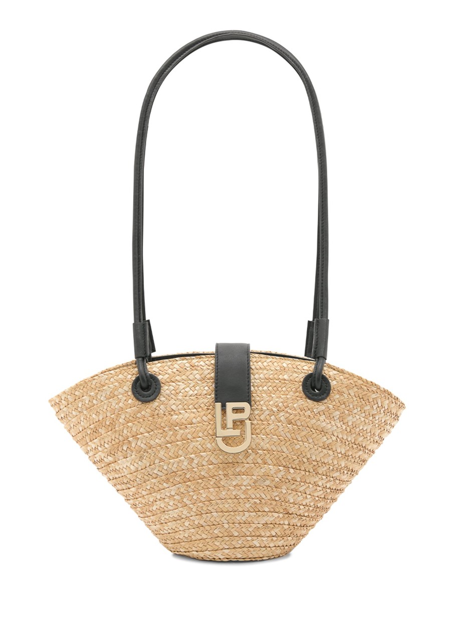 Bags Les Petits Joueurs | Black Raffia Trapezio Basket