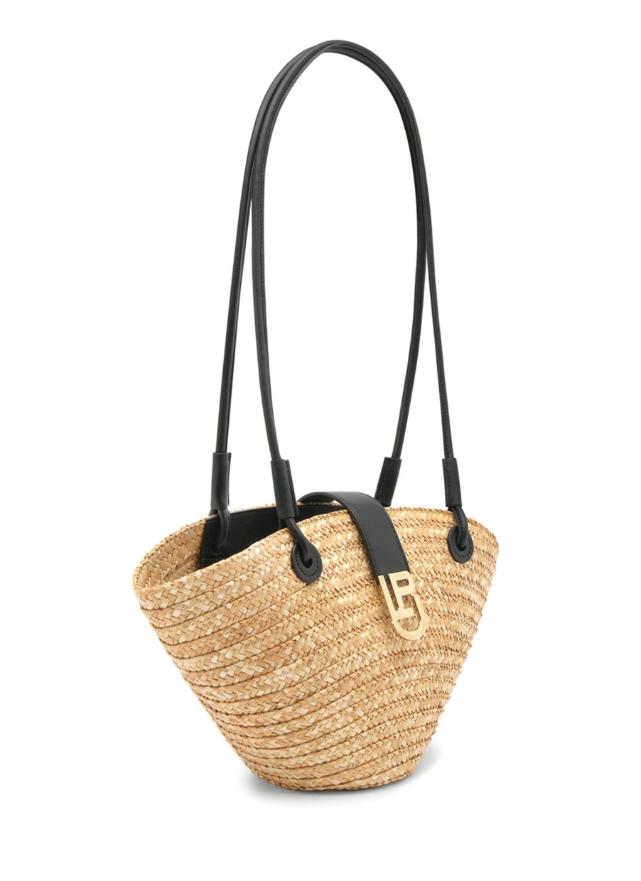 Bags Les Petits Joueurs | Black Raffia Trapezio Basket