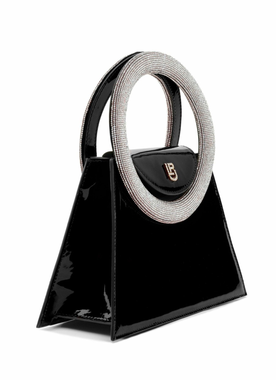 Bags Les Petits Joueurs | Black Patent Trapezio Bag