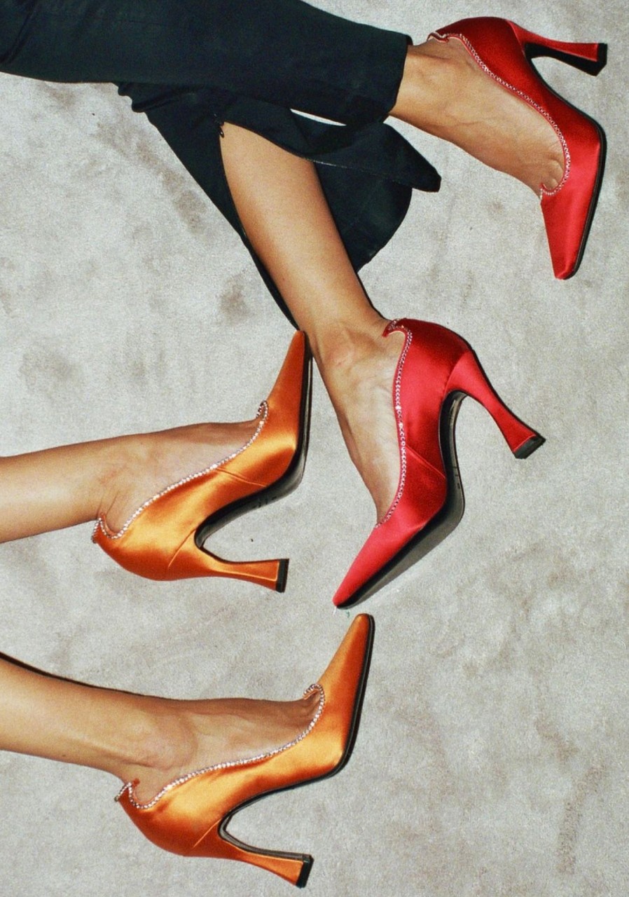 Shoes Les Petits Joueurs | Orange Crystal Taya Pump