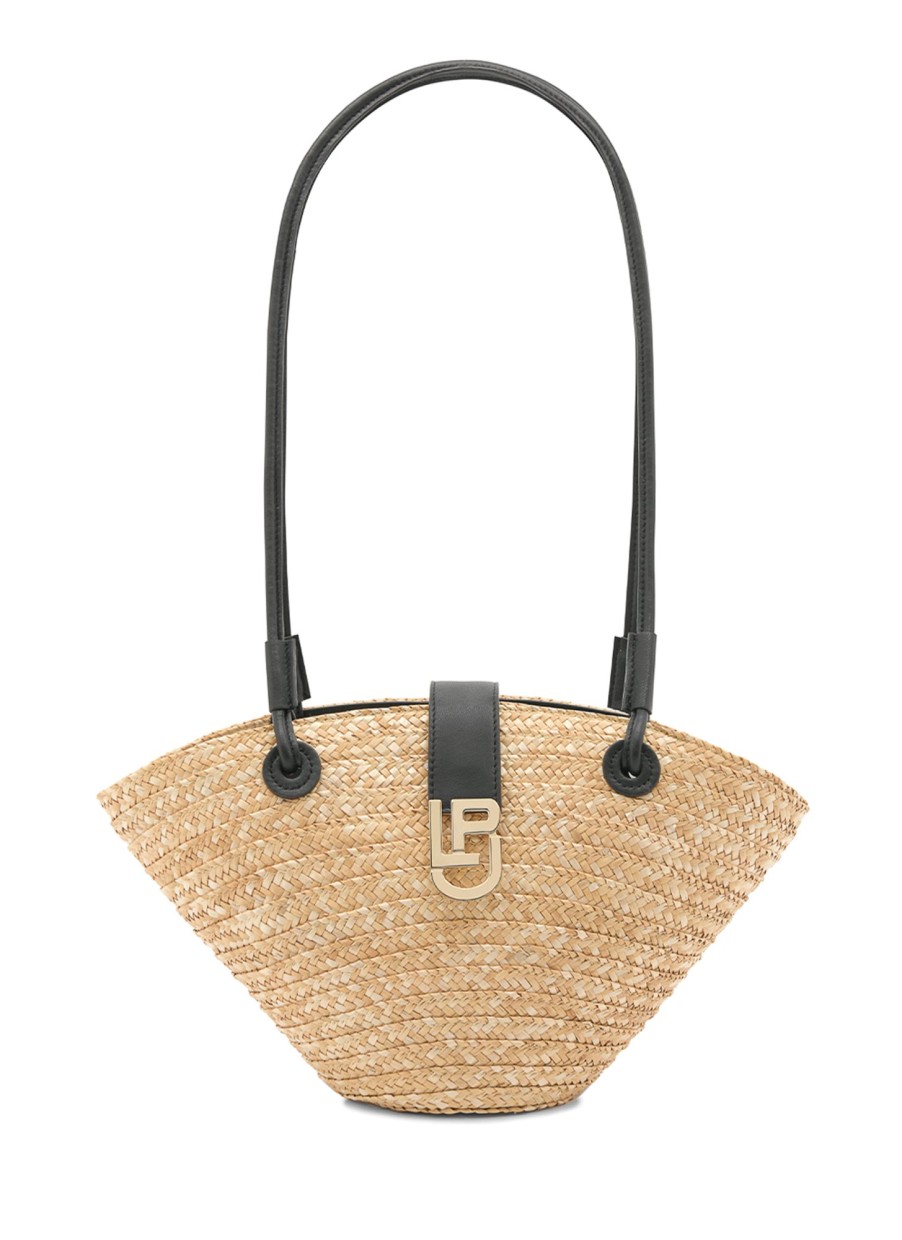 Bags Les Petits Joueurs | Black Raffia Trapezio Basket