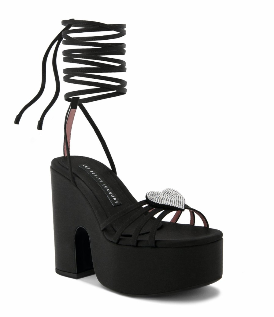 Shoes Les Petits Joueurs | Black Bianca Heart Platform